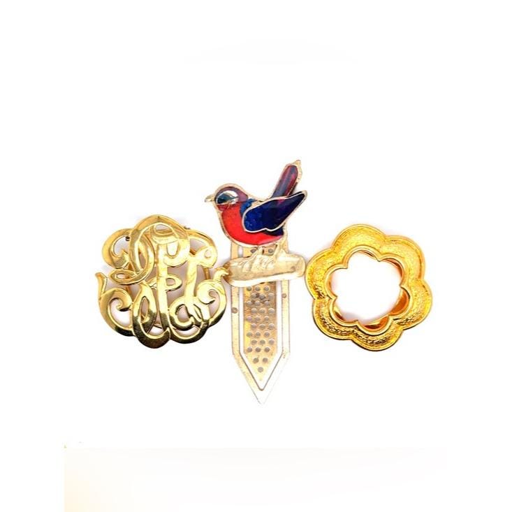Gold and Blue Red Enamel Bird Pet Accessory