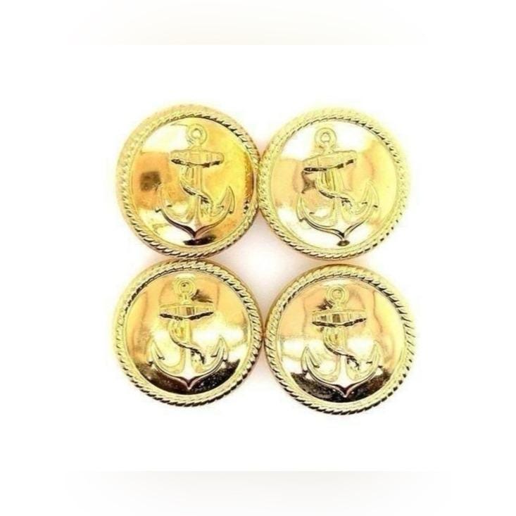 Gold Anchor Nautical Buttons - Set of 4