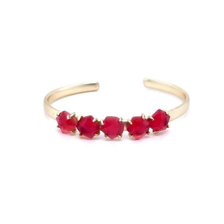 Kendra Scott Gold-Tone Open Cuff Bracelet with Five Raspberry Red Stones