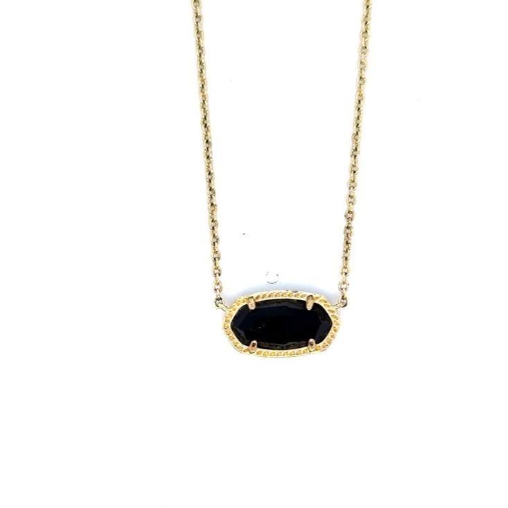 Kendra Scott Gold Necklace with Black Oval Stone