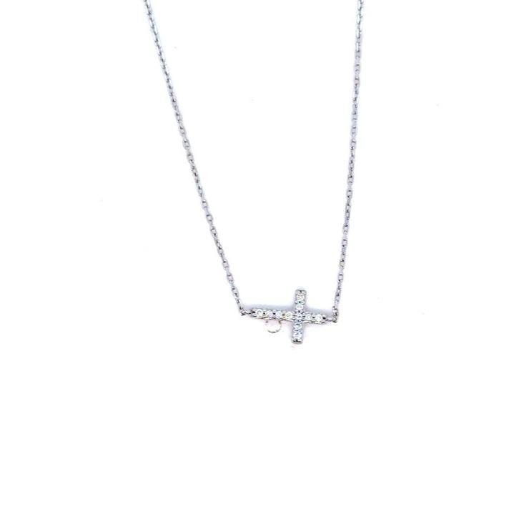 Kendra Scott 14K White Gold Diamond Sideways Cross Necklace