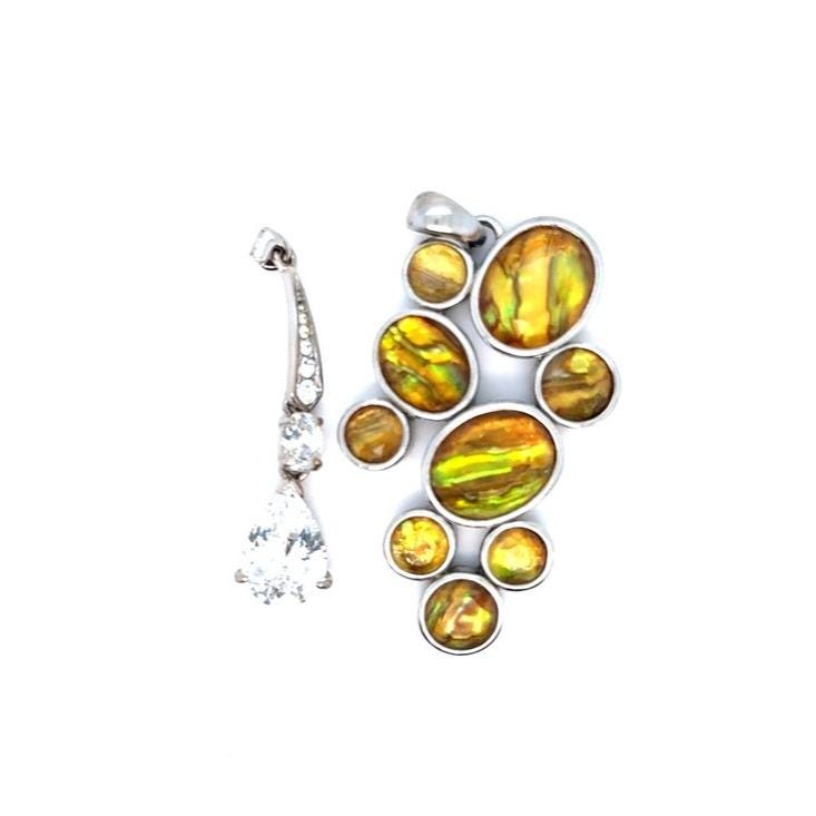 Lia Sophia Golden-Green Abalone Cluster & Monet Crystals Pendant