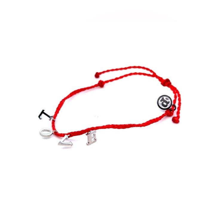 Pura Vida Red Braided 'Love' Charm Bracelet