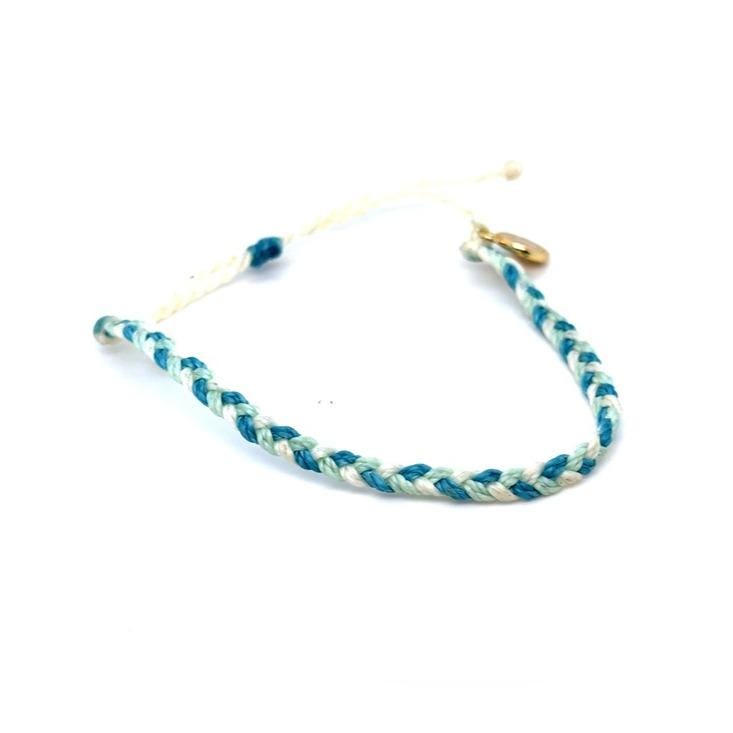 Pura Vida Teal, Aqua & White Braided Bracelet