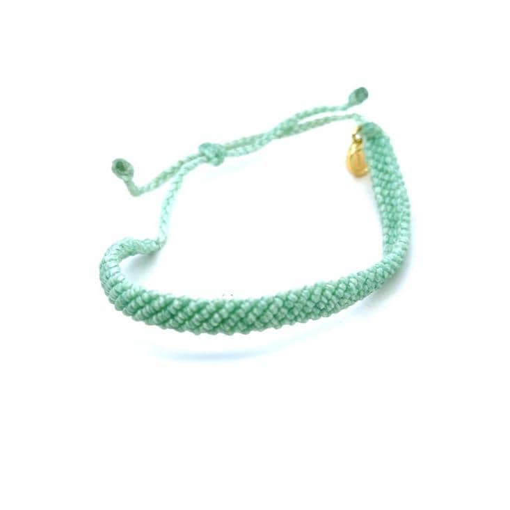 Pura Vida Mint Braided Macramé Bracelet with Gold Charm
