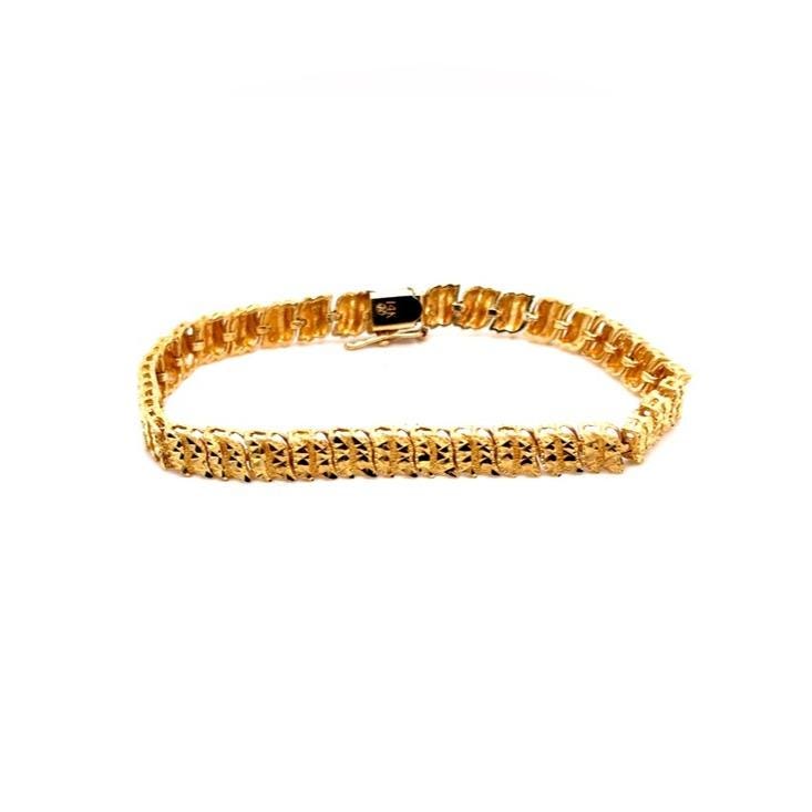 14K Gold Tone Textured Link Bracelet