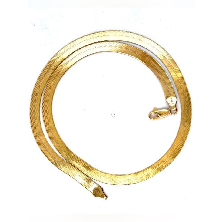 14K Yellow Gold Herringbone Chain Necklace