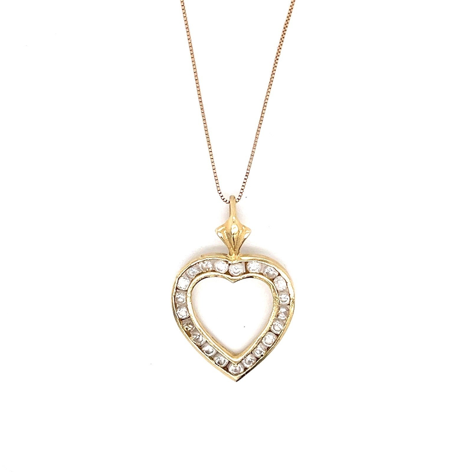 10k YG Cz Heart Necklace