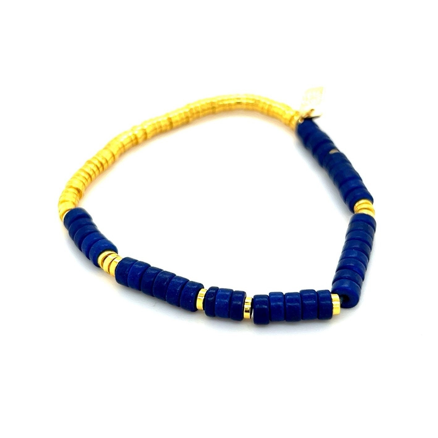 Pura Vida Gold/Blue Beads Bracelet
