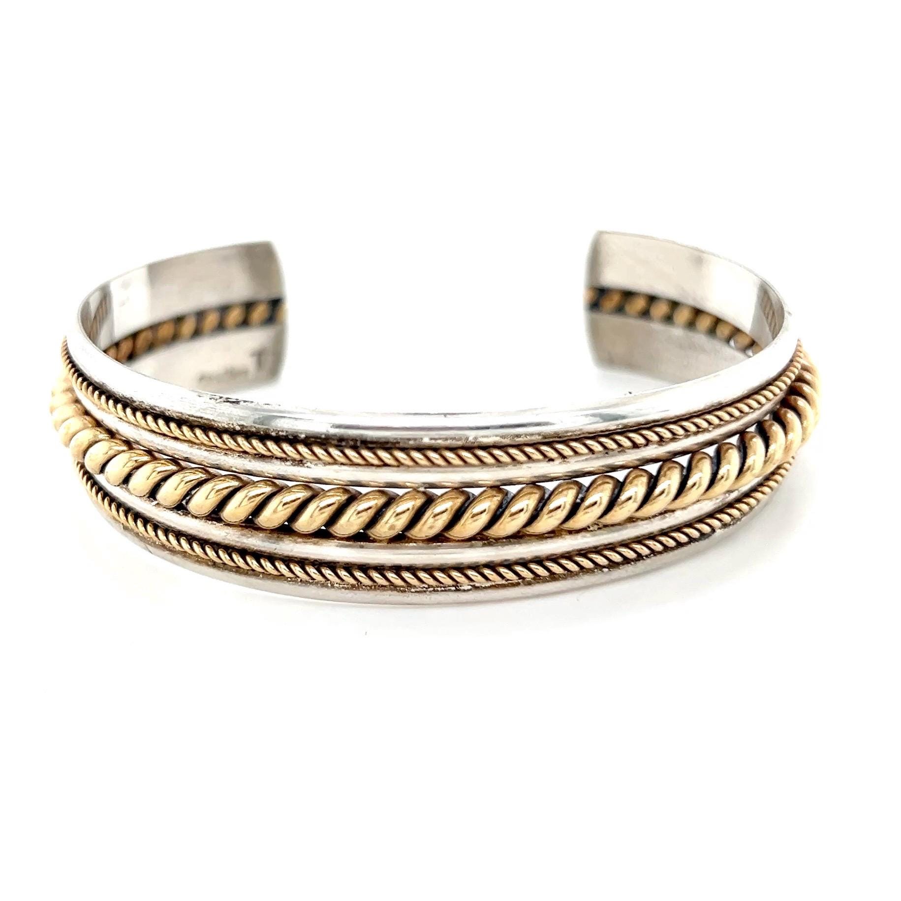 Sterling Two-Tone T Cuff
