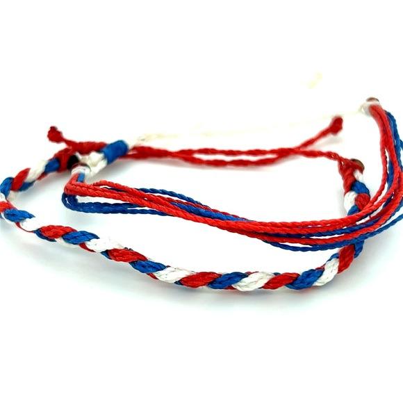 Red, White, and Blue Braided Bracelet
