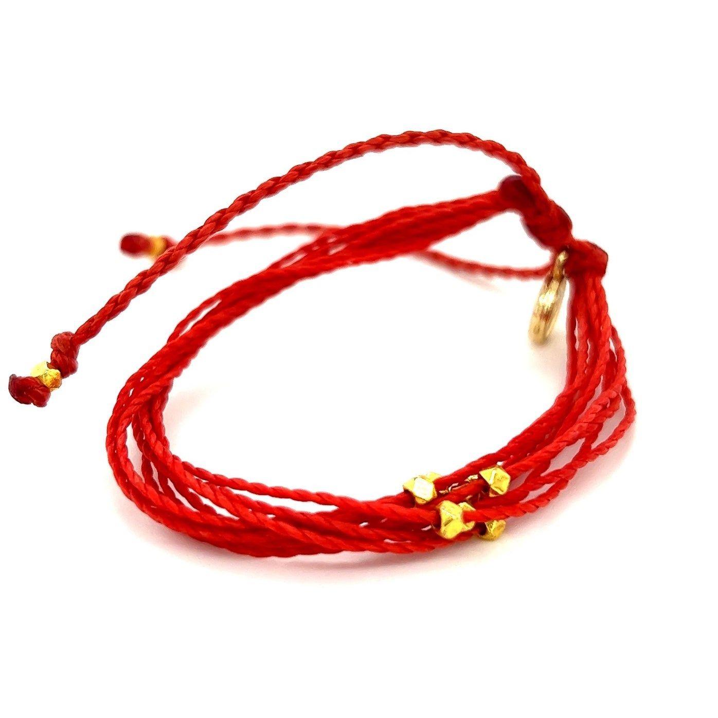 Pura Vida Red Strand with Gold Beads Bracelet