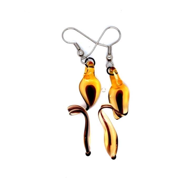 Handmade Amber Glass Drop Earrings - Women Jewelry