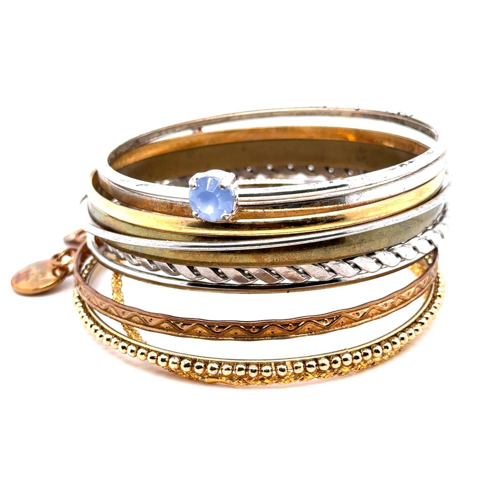 Blue Stone, Silver,Gold Bangles Lot (c1)