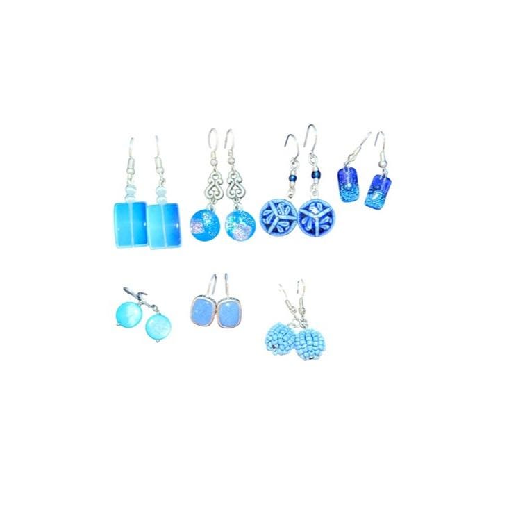 Handmade Blue Glass Drop Earrings - Set of Assorted Styles
