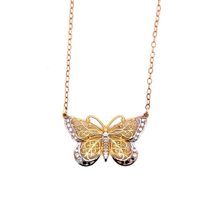 14K Gold Butterfly Pendant Necklace
