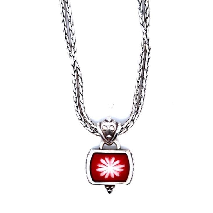 Brighton Red and White Enamel Flower Pendant Necklace