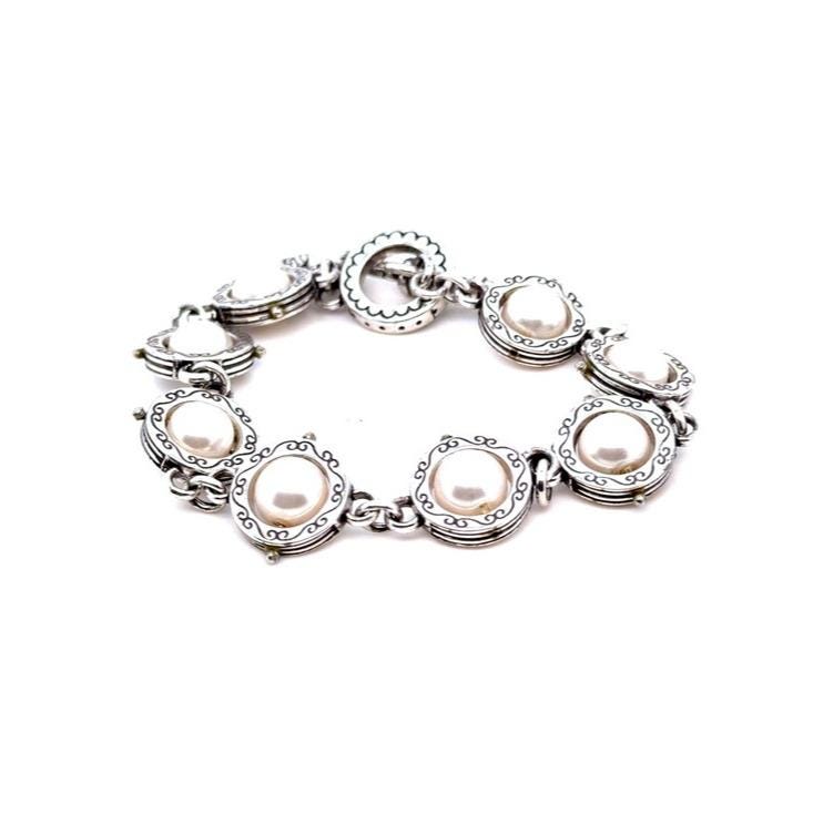Brighton Silver-Tone Pearl Station Bracelet