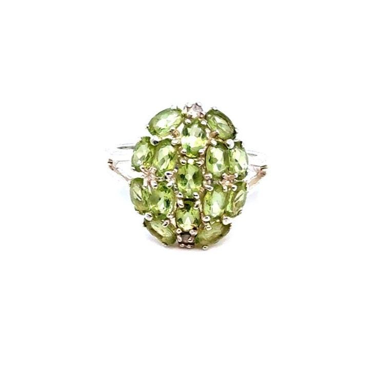Peridot Cluster Cocktail Ring - Green Gemstone Statement Ring