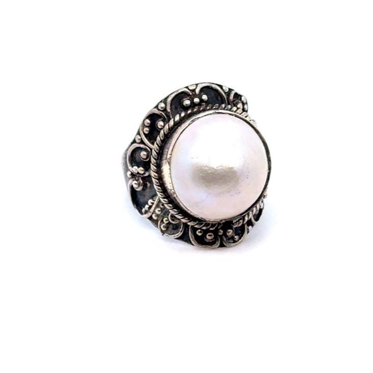 Sterling Silver 925 Pearl Cocktail Ring