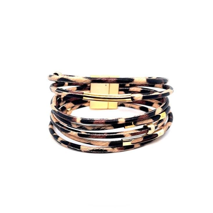 Gold Magnetic Leopard Wrap Bracelet (E5)