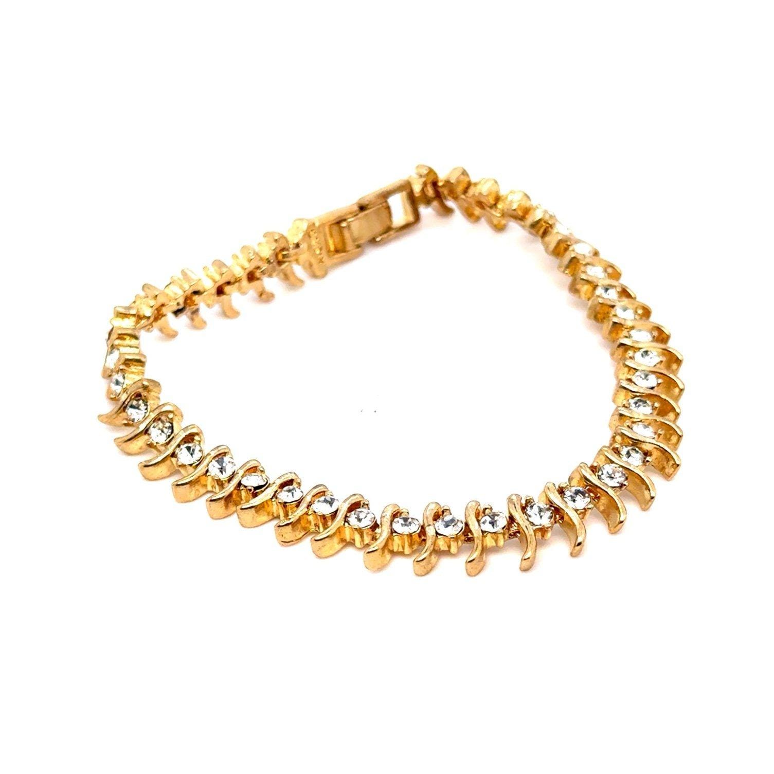 Gold Tone Cz Tennis S Bracelet (d)