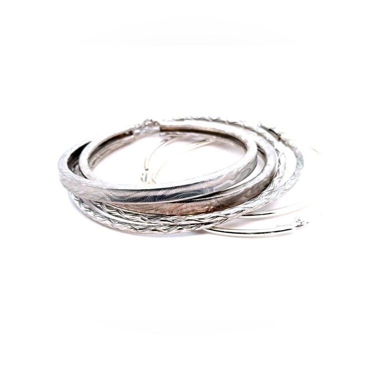 Silver Tone Multi-Textured Hoops (3 Set)