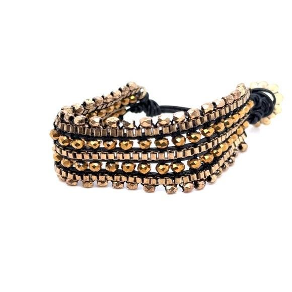 Gold-Tone Beaded Bracelet - Women's Fashion Jewelry (d)