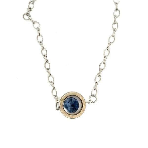 Mix of Blue/White Circle Pendant Necklace