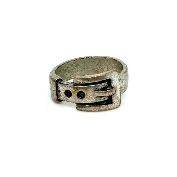 Belt Buckle Motif Silver Ring