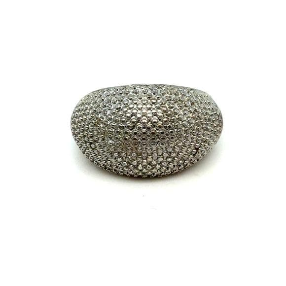 Silver Tone Pavé Design Dome Ring