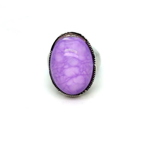 Purple Oval Stone Statement Ring - Women Jewelry