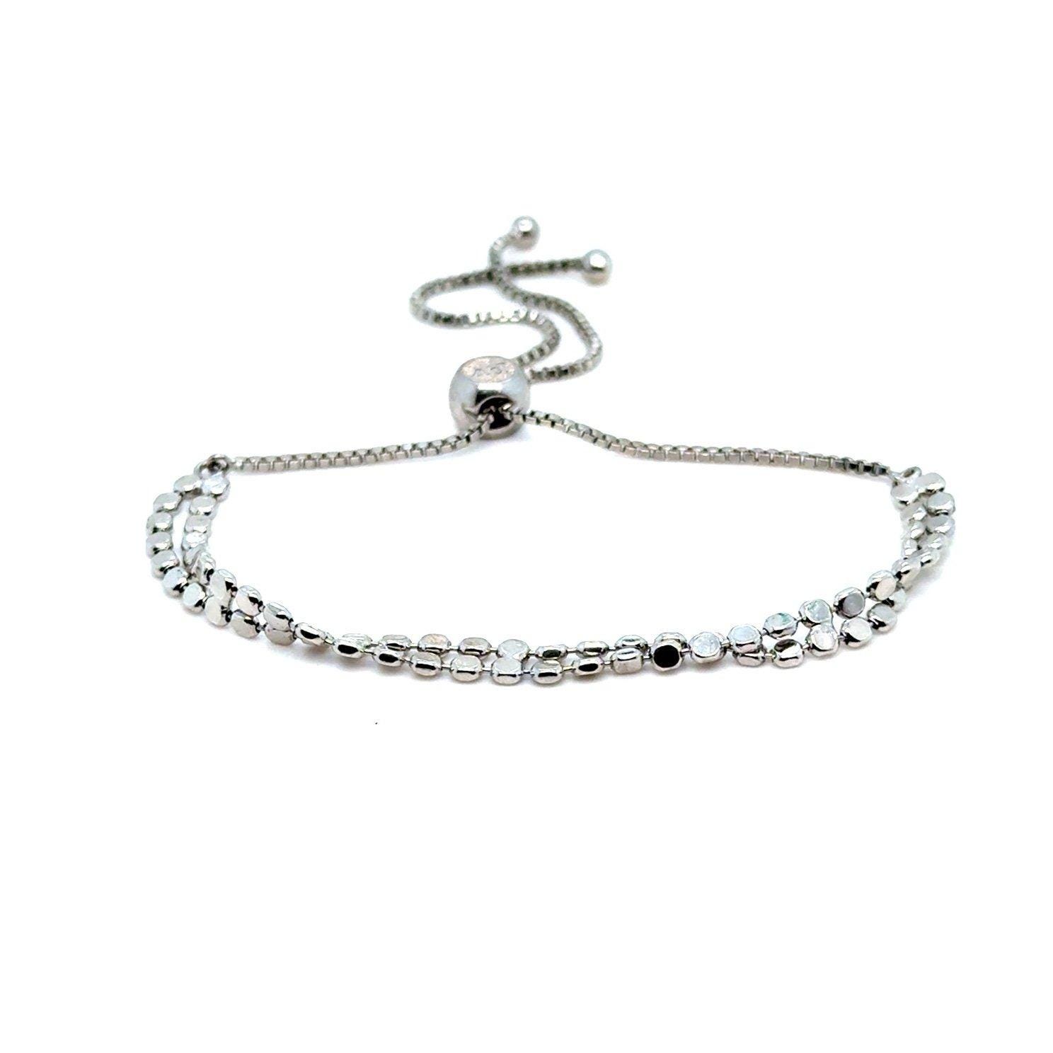 Pura Vida Silver Double Strand Bead Bolo Bracelet