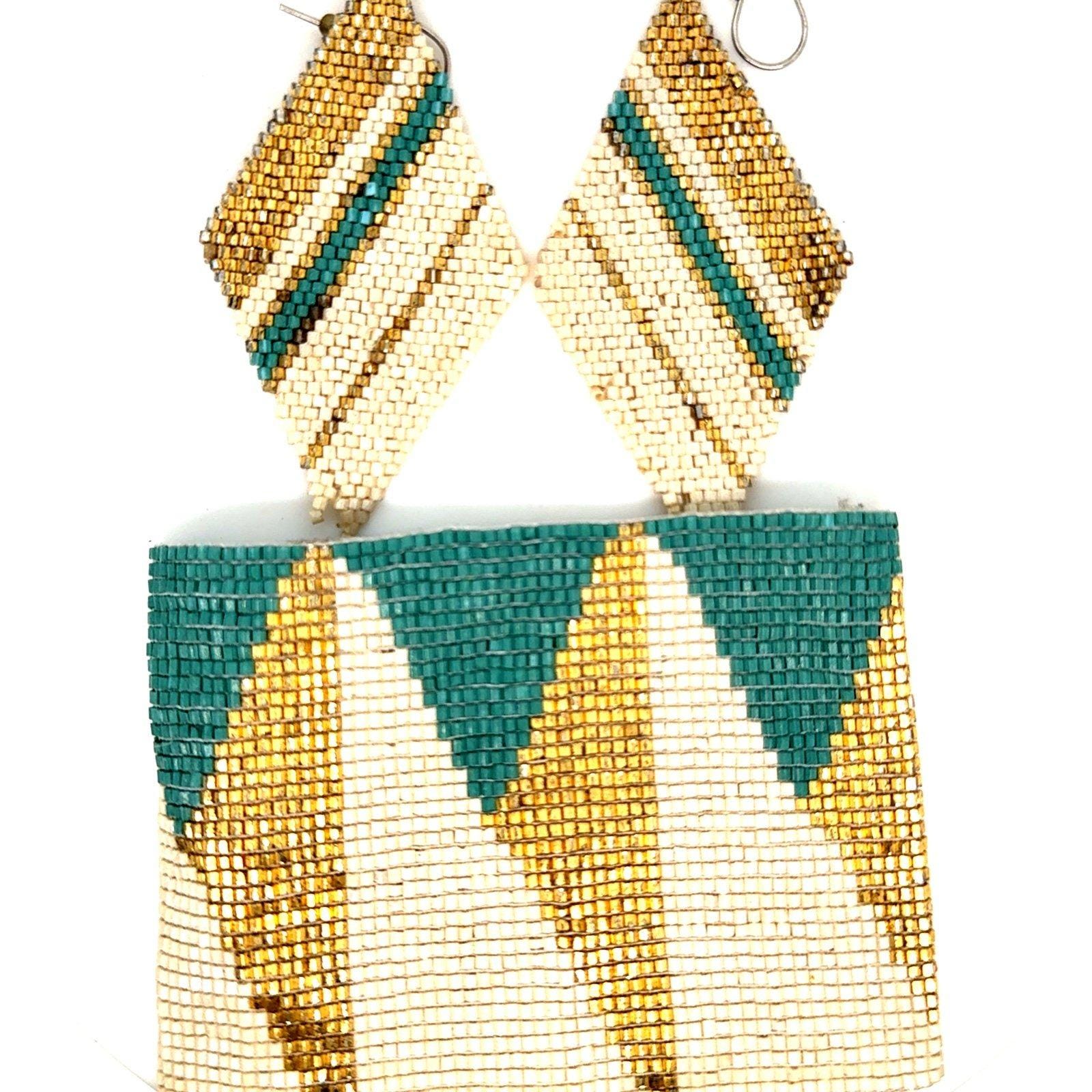 Blue and Gold Beaded Bracelet & Earrings Set