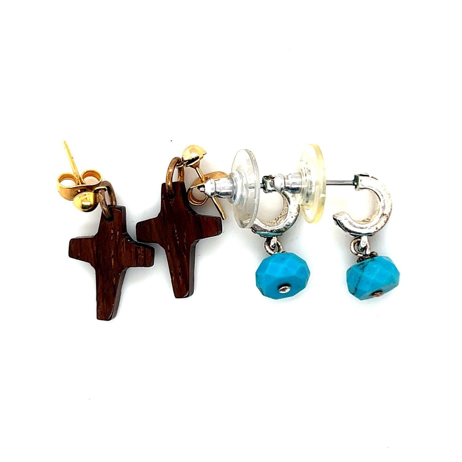 Turquoise & Cross Earrings
