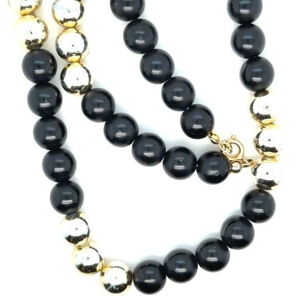 Classic Black and Gold Bead Necklace (n3)