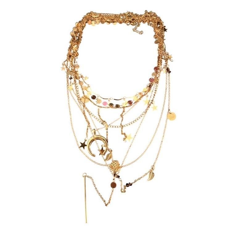 Lot of 8 Gold Tone Color Necklaces (n1)