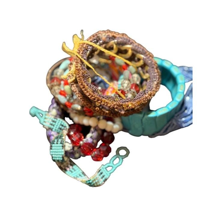 Mixed Beaded and Turquoise Stretch Bracelet Set - Multicolor (E5)