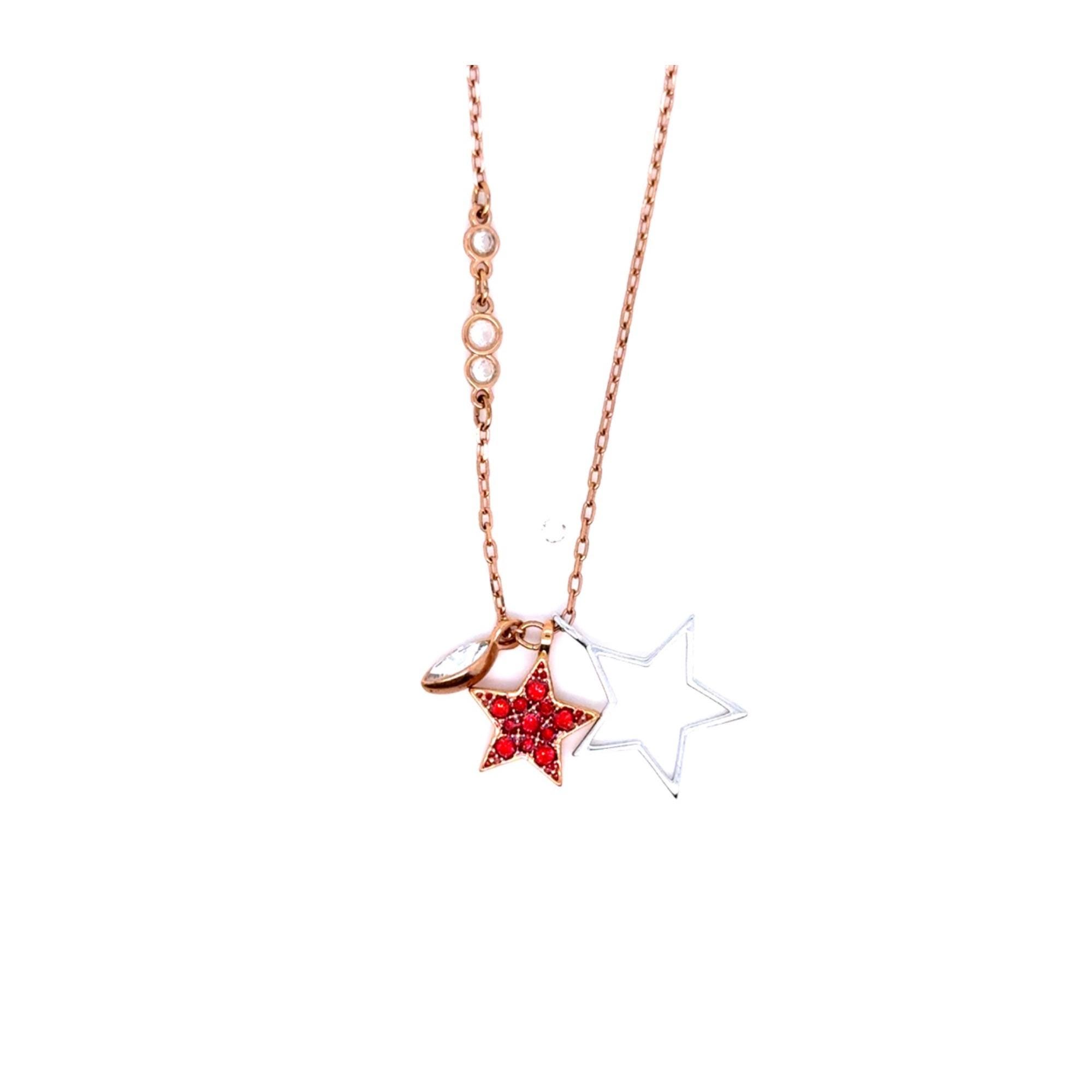 Swarovski Rose Gold Double Star Necklace