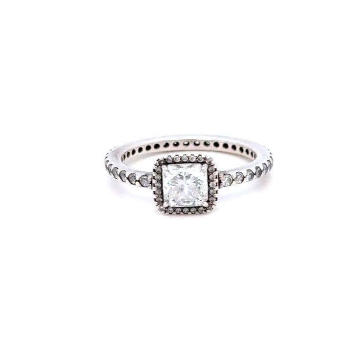 Pandora Square Sparkle Halo CZ Accent Ring