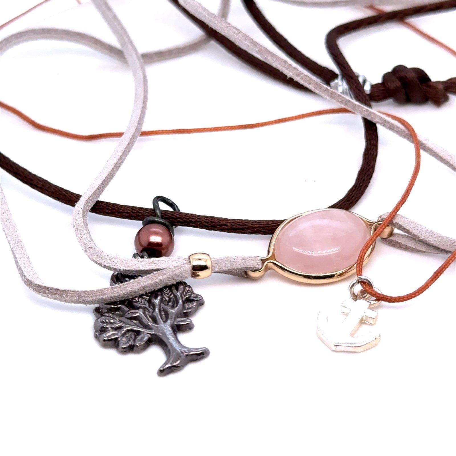 Tree, Anchor And Pink Stone Necklace Lot (n3)