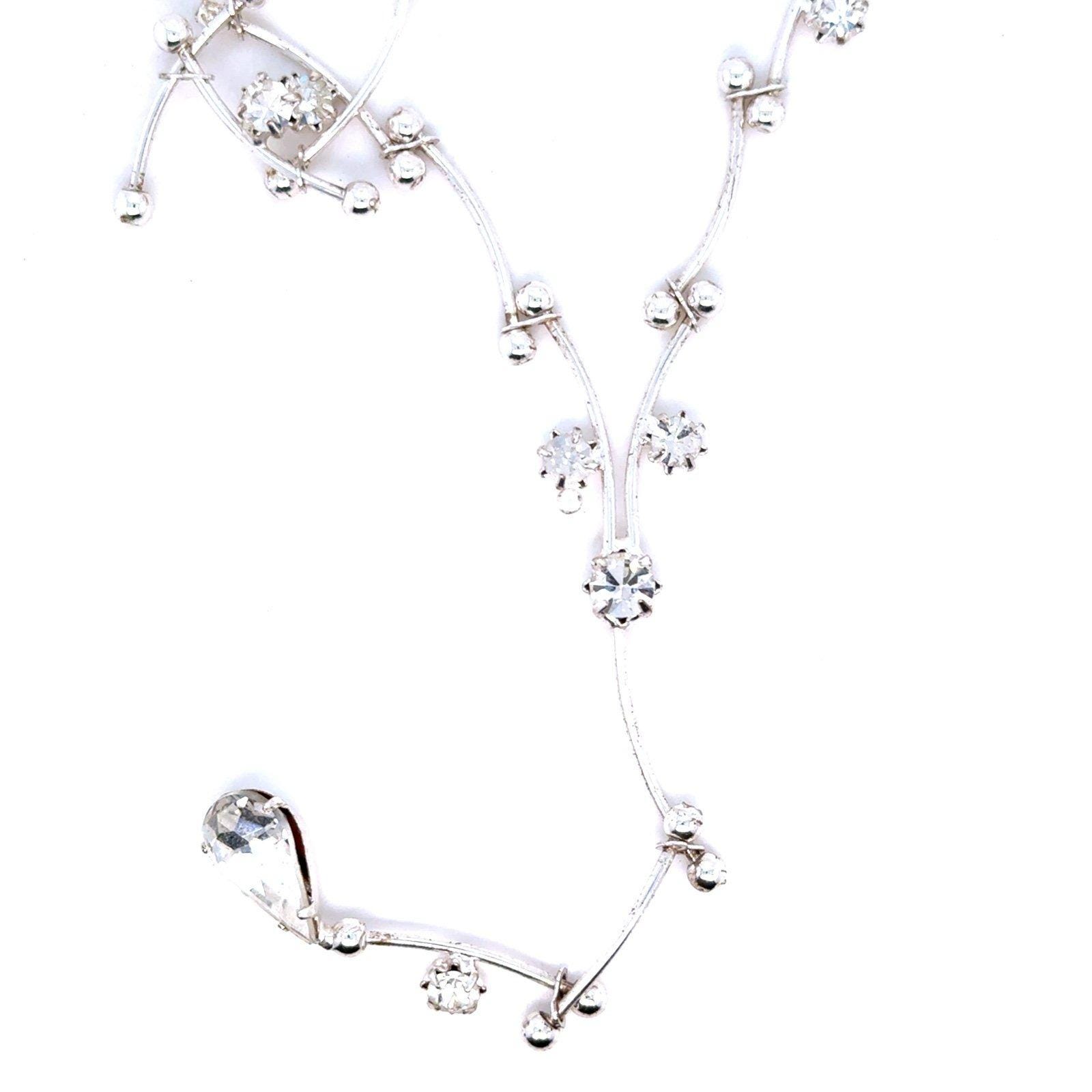 White Sparkling Rhinestones Lariat Necklace (n3)