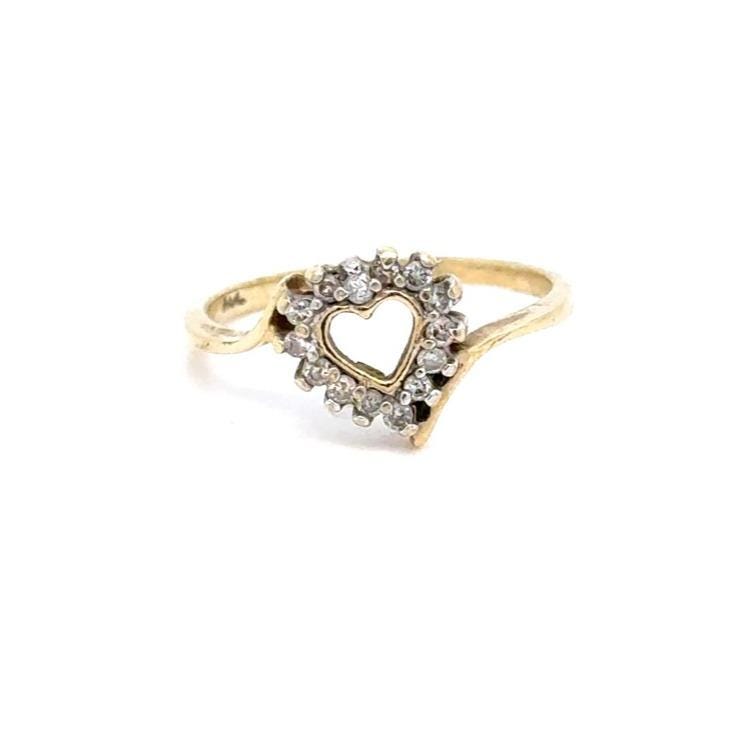 10K Gold Heart Halo Diamond Ring