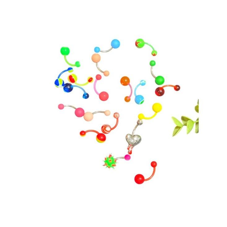 Colorful Belly Button Ring Set - Assorted Bright Colors