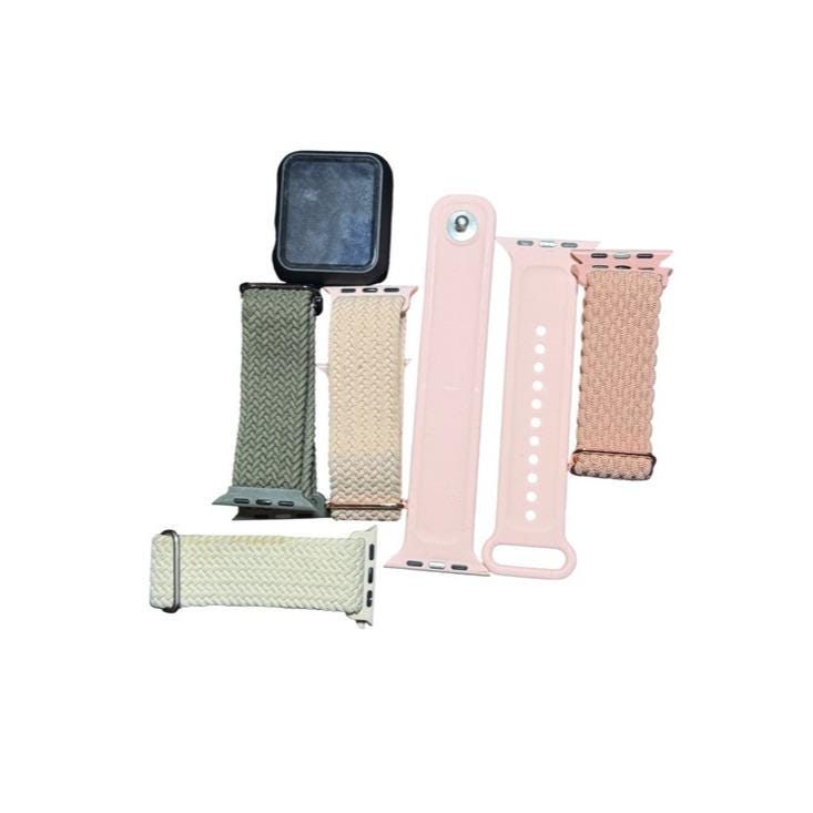 Interchangeable Braided & Silicone Watch Bands - Pink, Beige, Olive, Cream