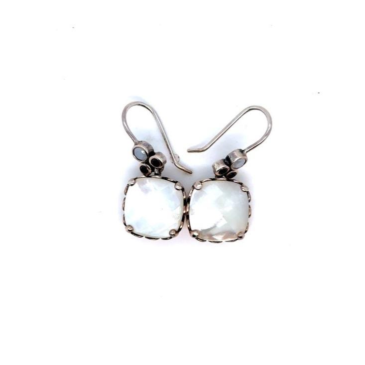 Pandora White Mother-of-Pearl Cushion Dangle Earrings