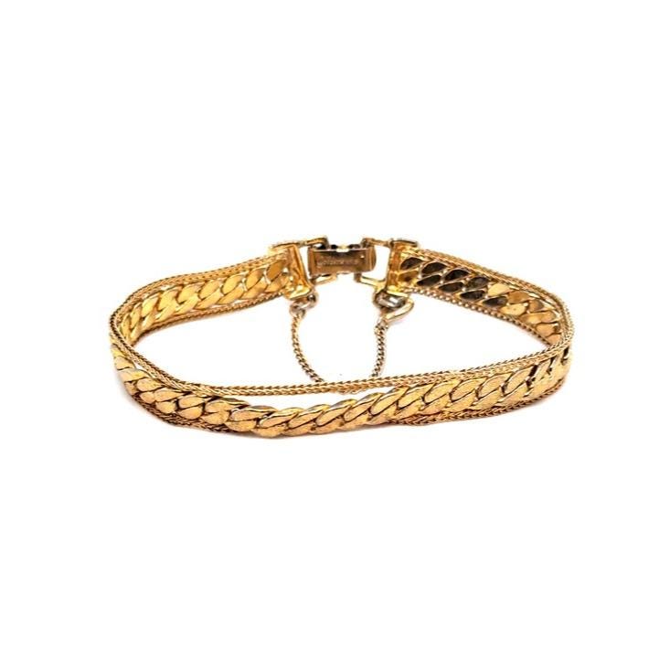 Goldette Classic Gold Braided Chain Bracelet with Safety Chain (E5)