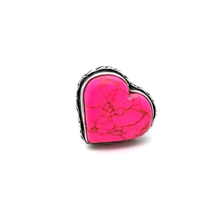 Silver 925 Pink Heart Stone Ring