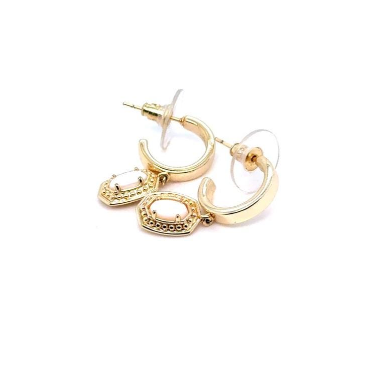 Kendra Scott Gold Hoop Earrings with White Stone Drops