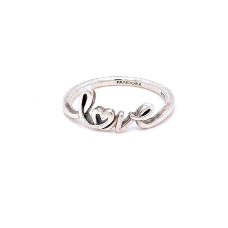 Pandora Silver 'Love' Script Ring - Silver